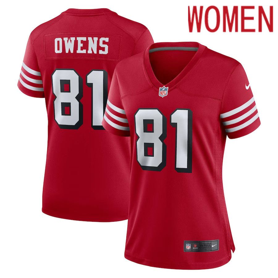 Women San Francisco 49ers 81 Terrell Owens Nike Scarlet Alternate Game NFL Jersey